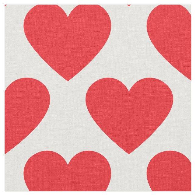 Red and White Hearts Fabric (Close Up)