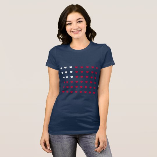 Red and White hearts Inspired by American Flag T-Shirt