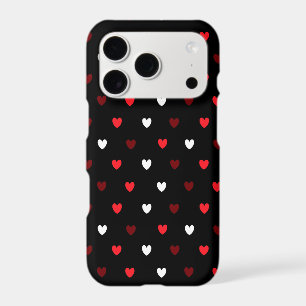 Red and white hearts on black