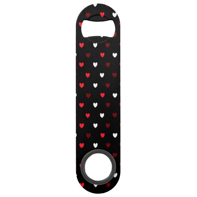Red and white hearts on black bar key (Front)
