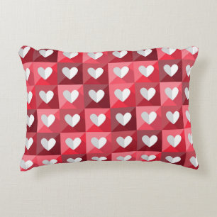Red And White Hearts Pattern Decorative Pillow