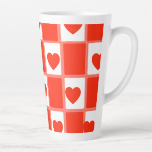 Red and white hearts pattern gift Latte Mug