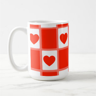 Red and white hearts pattern gift Latte Mug