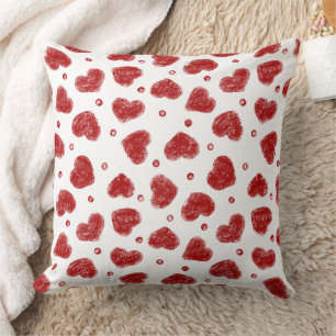 Red and White Hearts pattern Throw Pillow