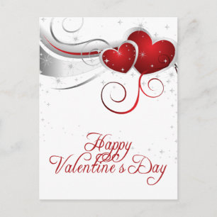 Red and White Hearts Valentine Postcard