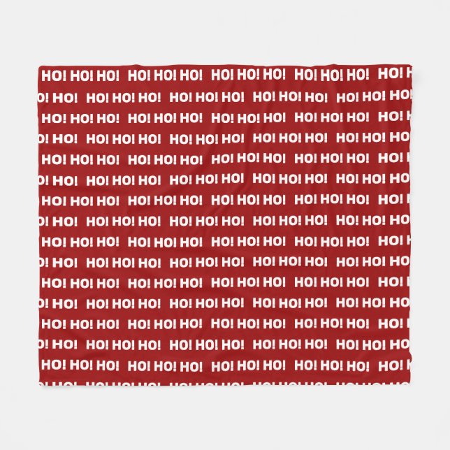 Red and White Ho Ho Ho Holiday Christmas Fleece Blanket (Front (Horizontal))