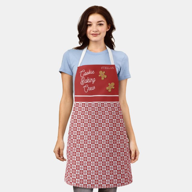 Red and White Holiday Snowflake Apron (Worn)