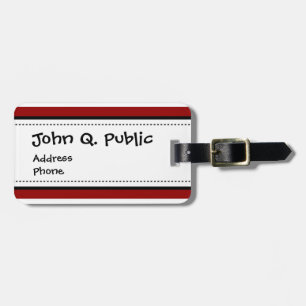 Red and White Horizontal Stripes Pattern Luggage Tag