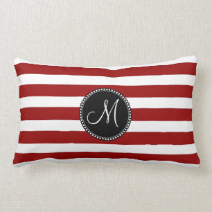Red and White Horizontal Stripes Pattern Lumbar Pillow
