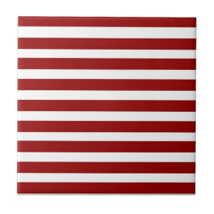 Red and White Horizontal Stripes Pattern Tile
