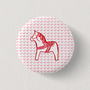 Red and White Horse 1 Inch Round Button