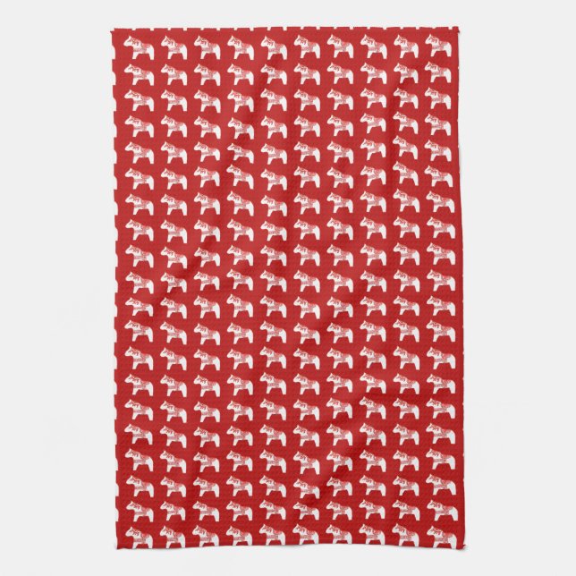 Red and White Horse Kitchen Towel (Vertical)