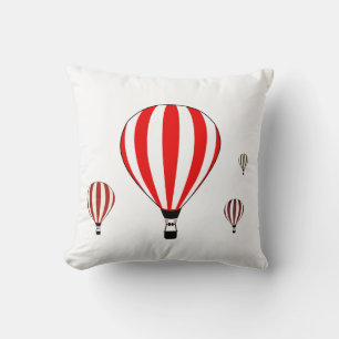 Red and white hot air balloons throw pillow