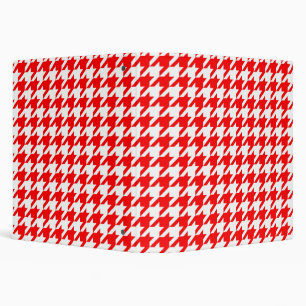Red and White Houndstooth Check Binder