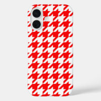 Red and White Houndstooth Check