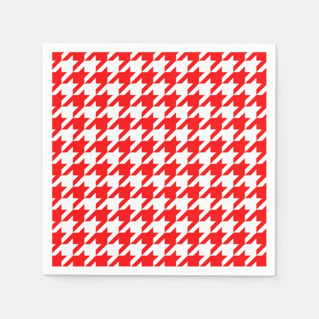 Red and White Houndstooth Check Napkin (Front)
