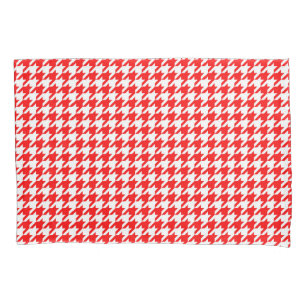 Red and White Houndstooth Check Pillowcase