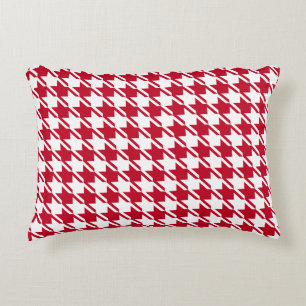 Red And White Houndstooth Pattern Accent Pillow