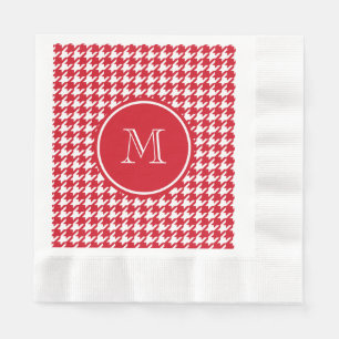 Red and White Houndstooth Your Monogram Napkin