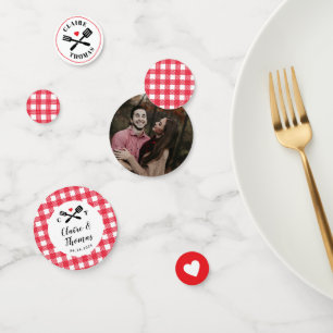 Red and White I Do BBQ Engagement Shower Confetti