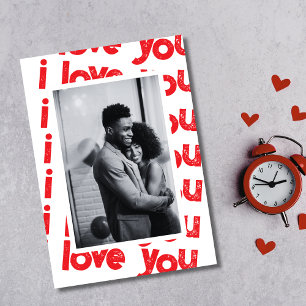 Red and white I love you photo Valentine’s Day  Card