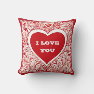Red And White I Love You Will You Marry Me Throw Pillow