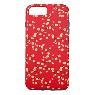 Red and White Japanese Cherry Blossoms Pattern iPhone 8 Plus/7 Plus Case