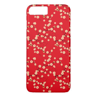Red and White Japanese Cherry Blossoms Pattern iPhone 8 Plus/7 Plus Case