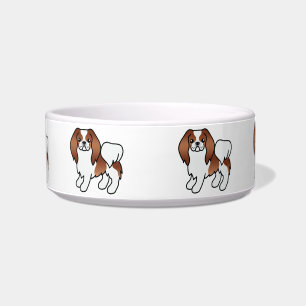 Red And White Japanese Chin Cute Cartoon Dogs Bowl