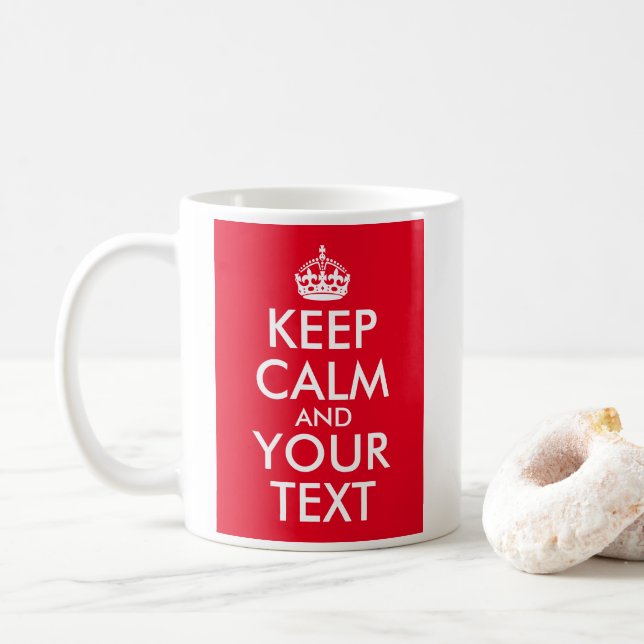 Red and White Keep Calm and Carry On Coffee Mug (With Donut)