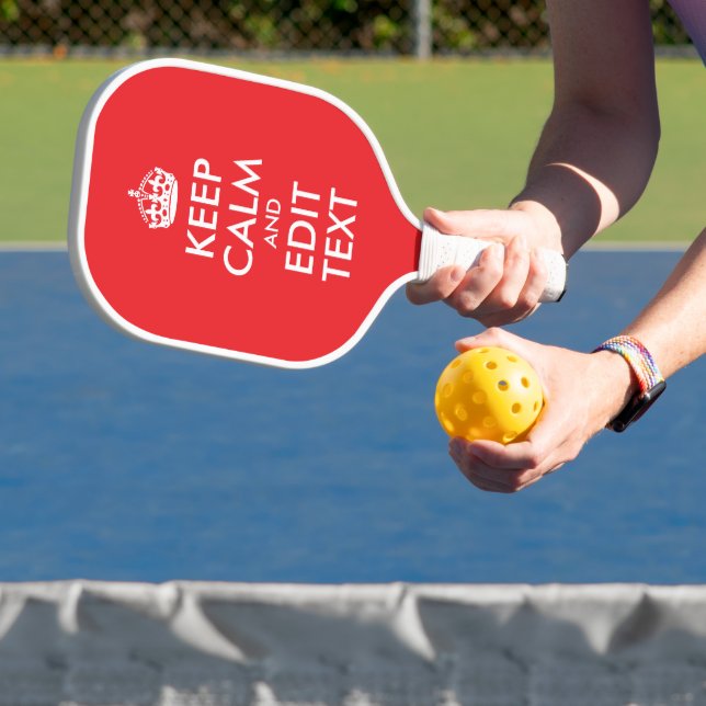 Red and White Keep Calm and Edit Text Pickleball Paddle (Insitu)