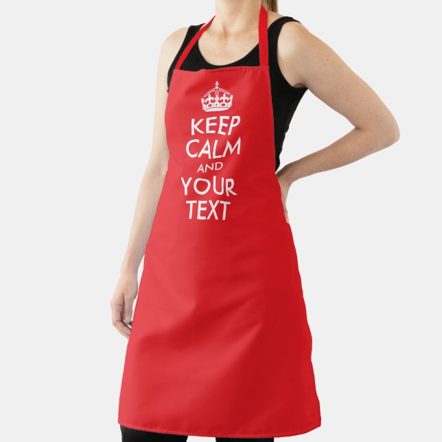 Red and White Keep Calm and Your Text Apron (Insitu)