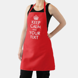Red and White Keep Calm and Your Text Apron