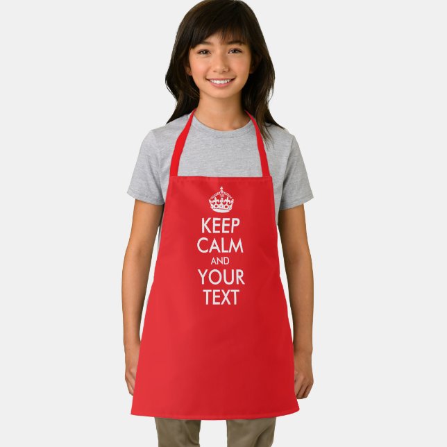Red and White Keep Calm and Your Text Apron (Insitu)