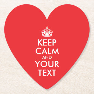 Red and White Keep Calm and Your Text Paper Coaster
