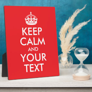 Red and White Keep Calm and Your Text Plaque