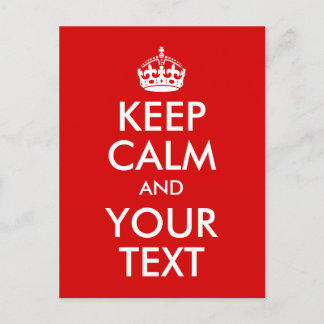 Red and White Keep Calm and Your Text Postcard
