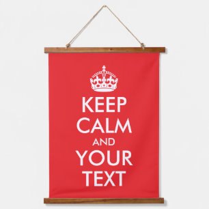 Red and White Keep Calm Parody Hanging Tapestry