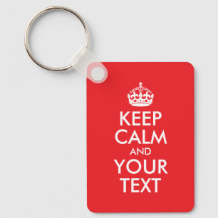 Red and White Keep Calm Parody Keychain