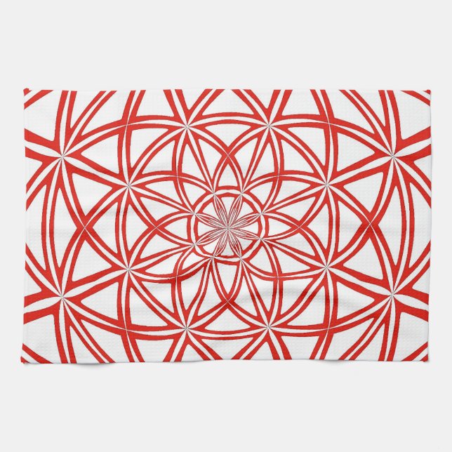 Red And White Kitchen towel with Abstract Design (Horizontal)