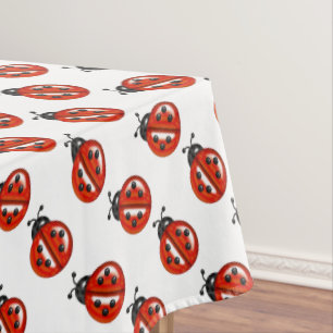 Red And White Ladybugs Tablecloth