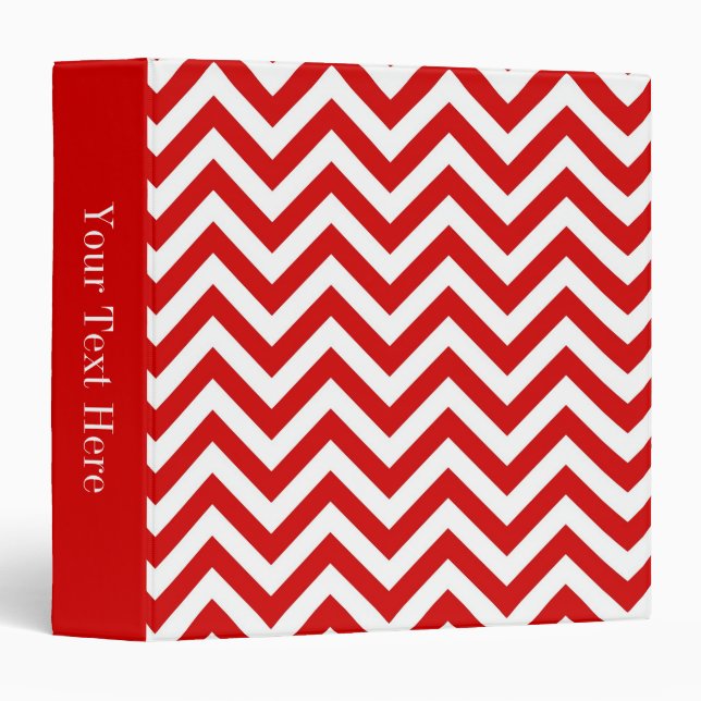 Red and White Large Chevron ZigZag Pattern Binder (Front/Spine)