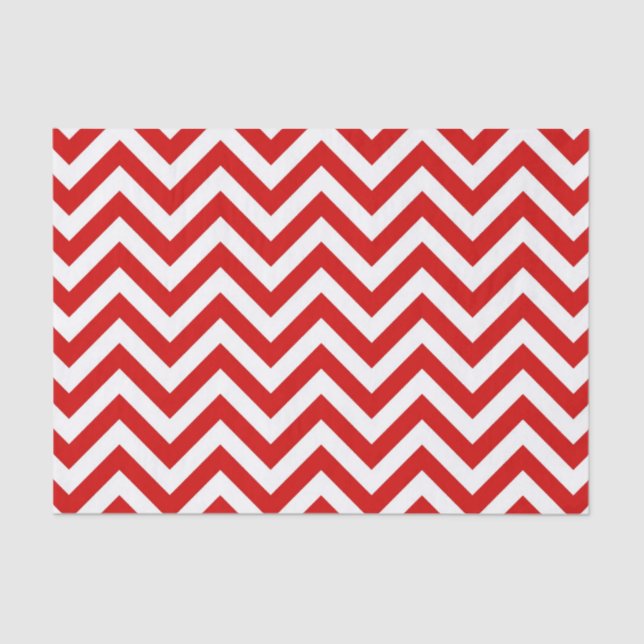Red and White Large Chevron ZigZag Pattern Tissue Paper (Front)