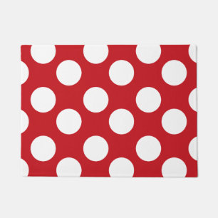 Red and White Large Polka Dot Doormat