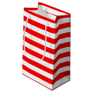 Red and White Large Size Horizontal Stripes Small Gift Bag