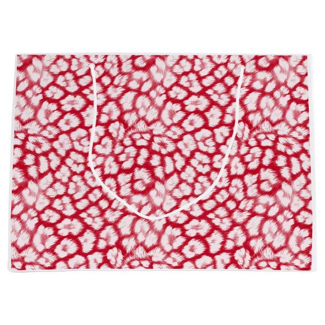 Red and white leopard print  large gift bag (Front)