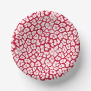 Red and white leopard print paper plate