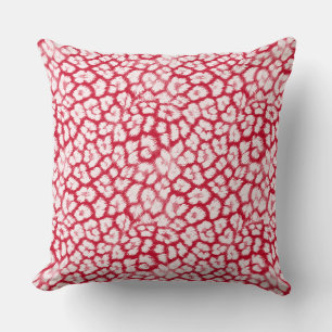 Red and white leopard print  throw pillow