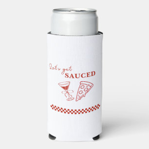 Red and White Let's Get Sauced Bachelorette  Seltzer Can Cooler