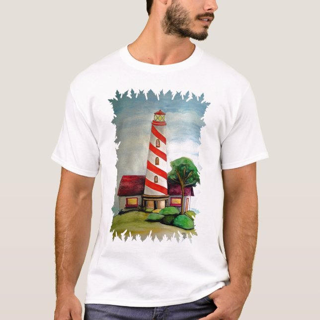Red and white lighthouse T-Shirt (Front)
